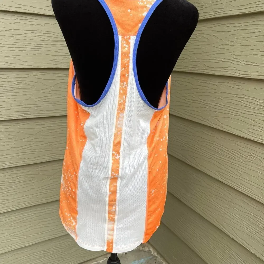 Nike DRI-FIT Women’s size L, Racer Back Orange Blue Athletic Tank Top